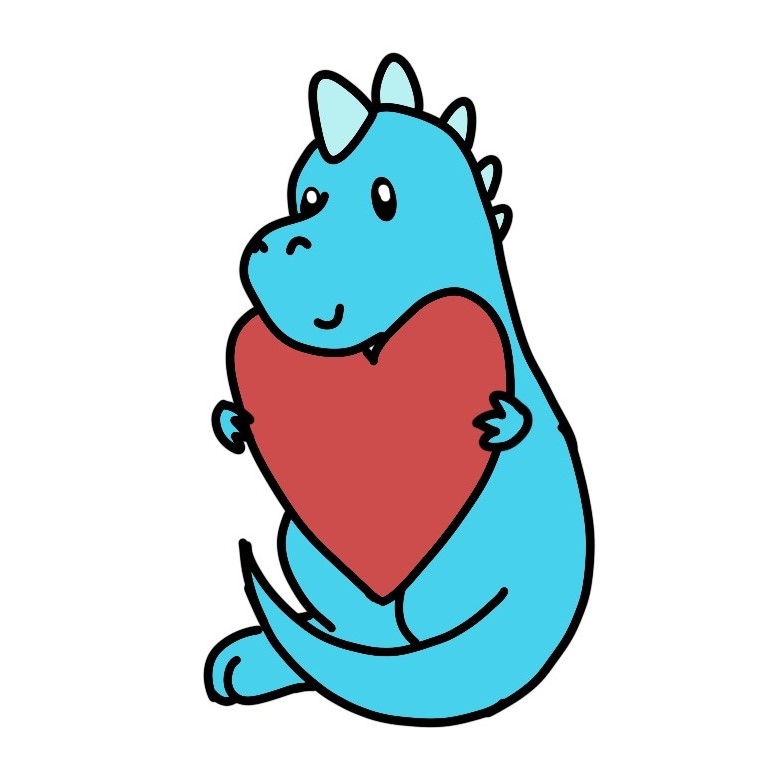 Blue Dinosaur With Valentine